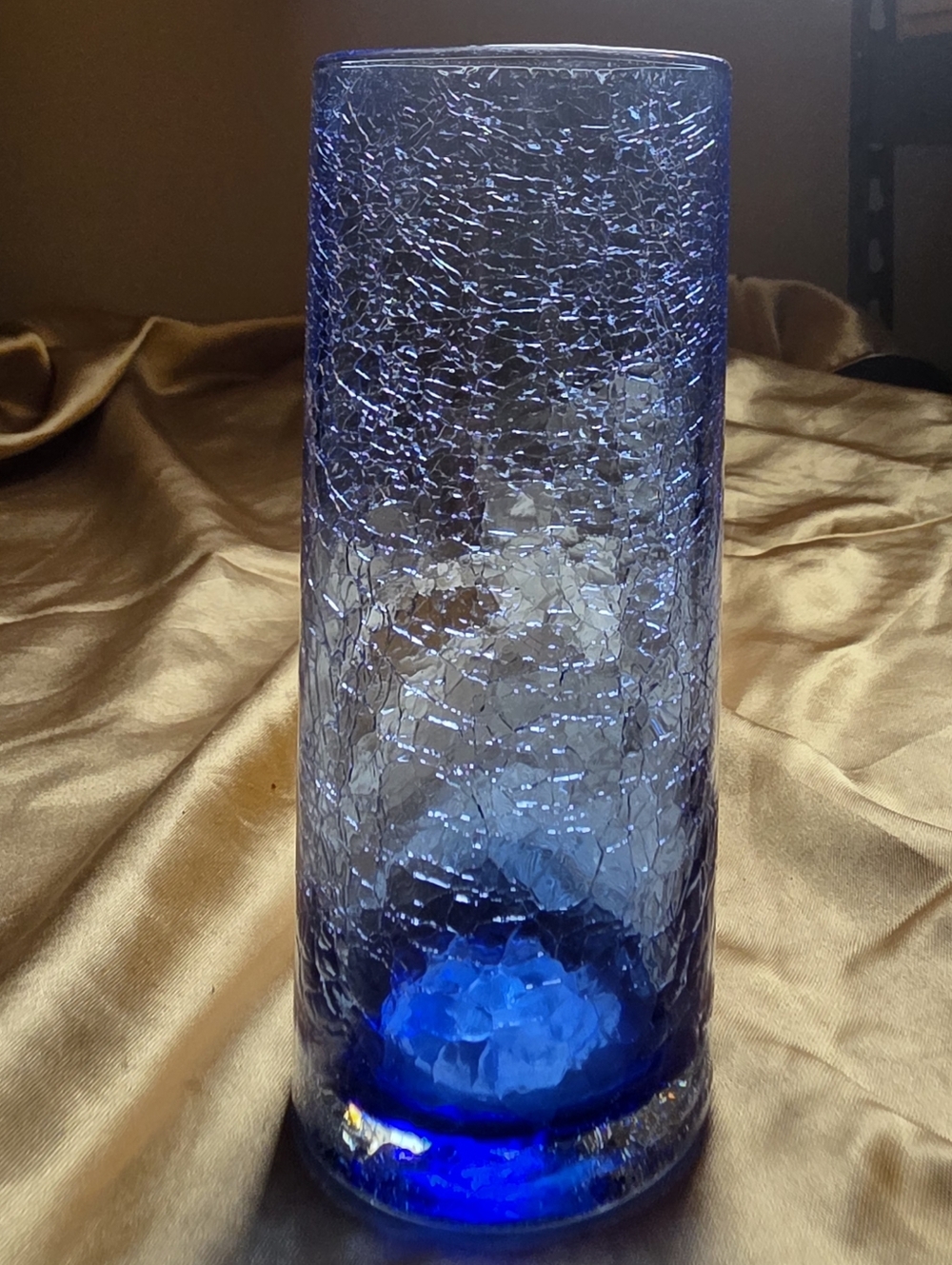 Blue Crackle Glass Vase